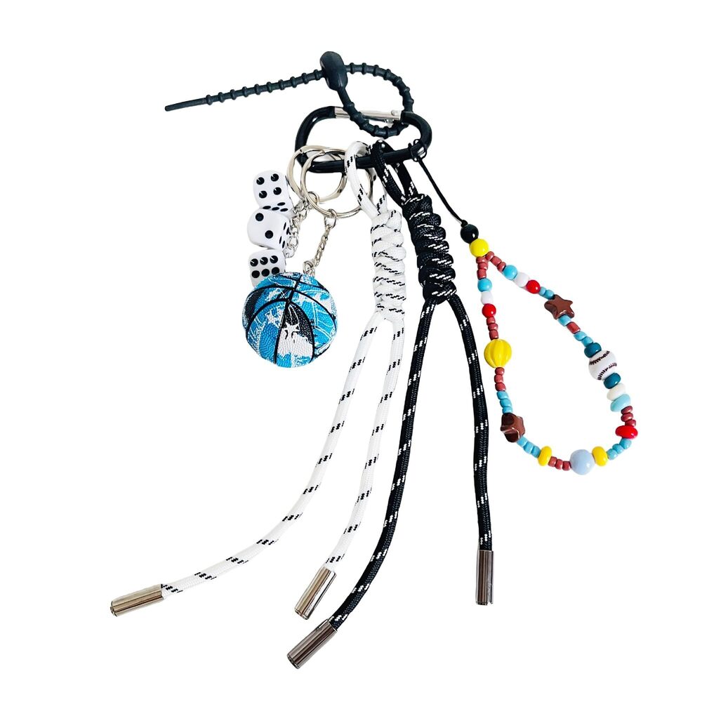2644 Basketball Braided Beaded Keychain Bag Charms for Handbag Purse